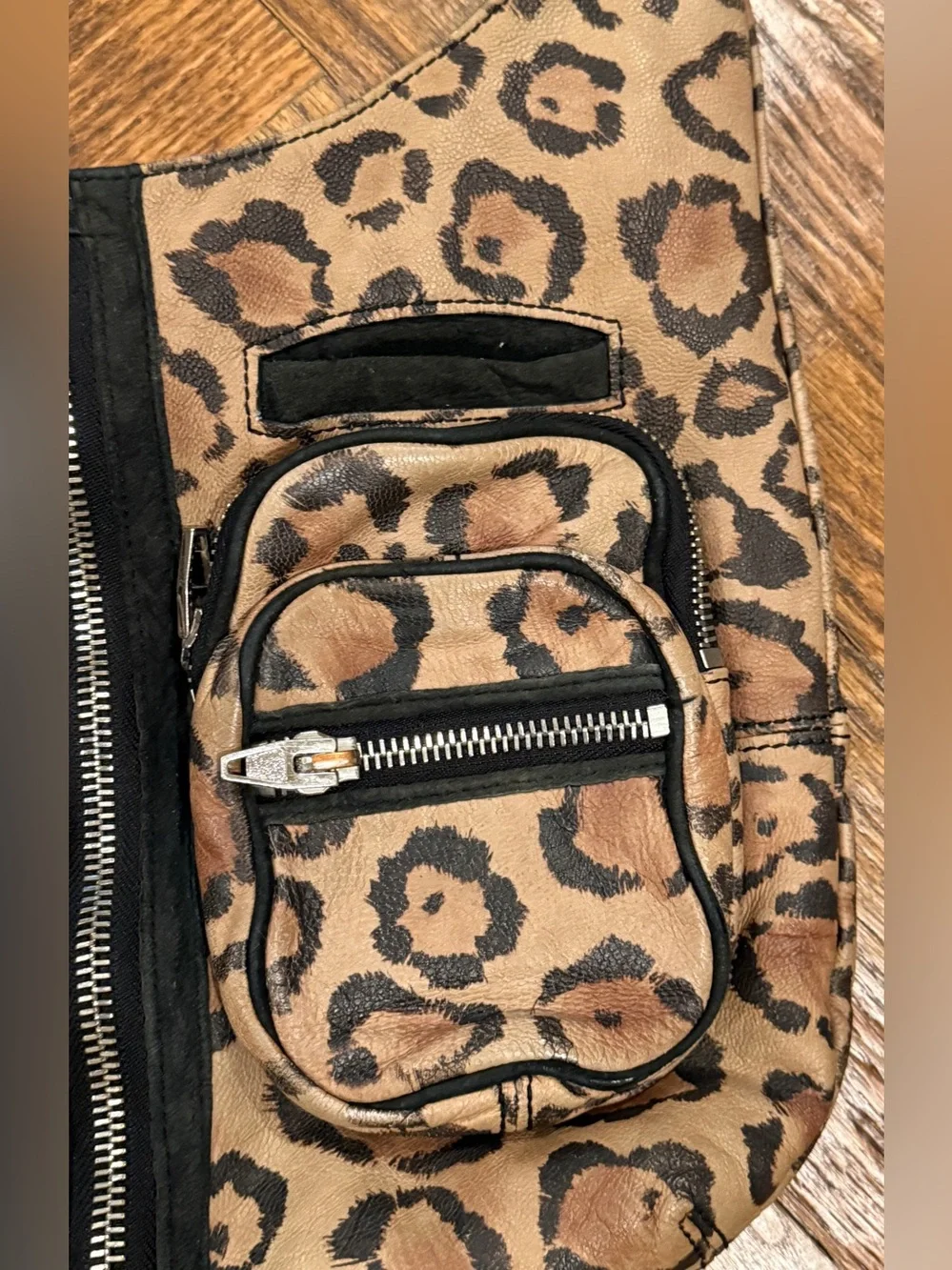 Alexander Wang Donna Hobo Crossbody Bag Purse Leopard Print Leather